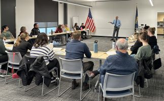 Bozeman Police Chief Veltkamp addresses a group of Citizens Police Academy students