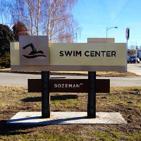 City of Bozeman Swim Center Sign located out front of the Indoor Swim Center